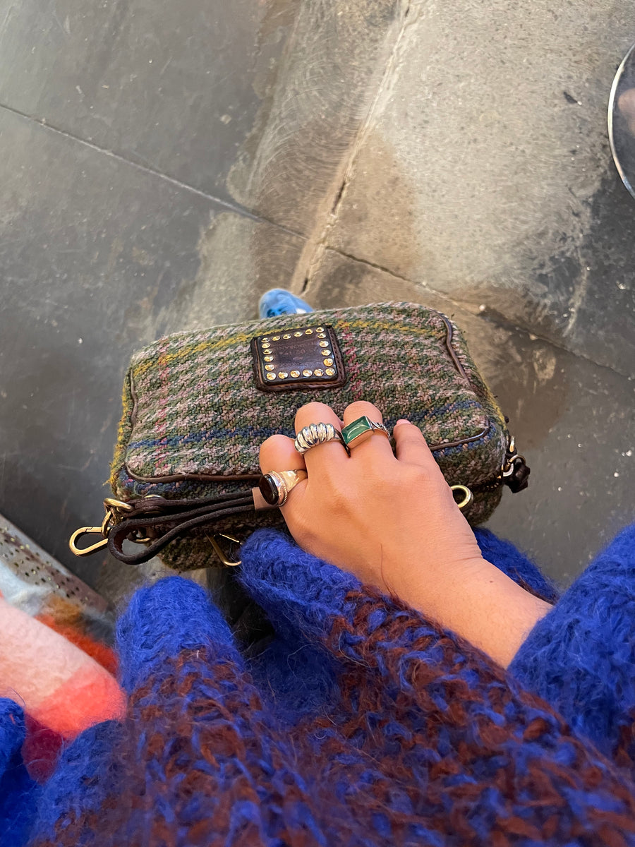 Campomaggi -  Bauletto mini cross body bag in Scottish check fabric