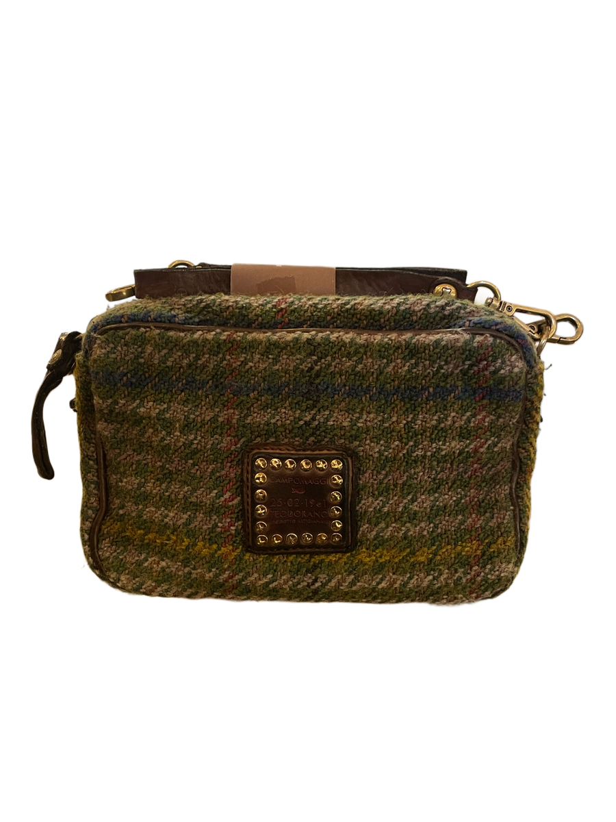 Campomaggi -  Bauletto mini cross body bag in Scottish check fabric