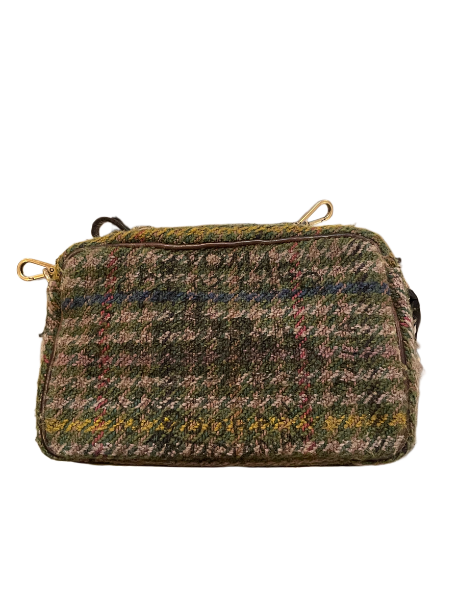 Genziana Cross-body bag in Green - Cognac tartan fabric