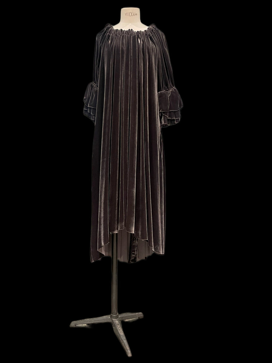 Silk Velvet Button Back Dress / Duster/ Navy