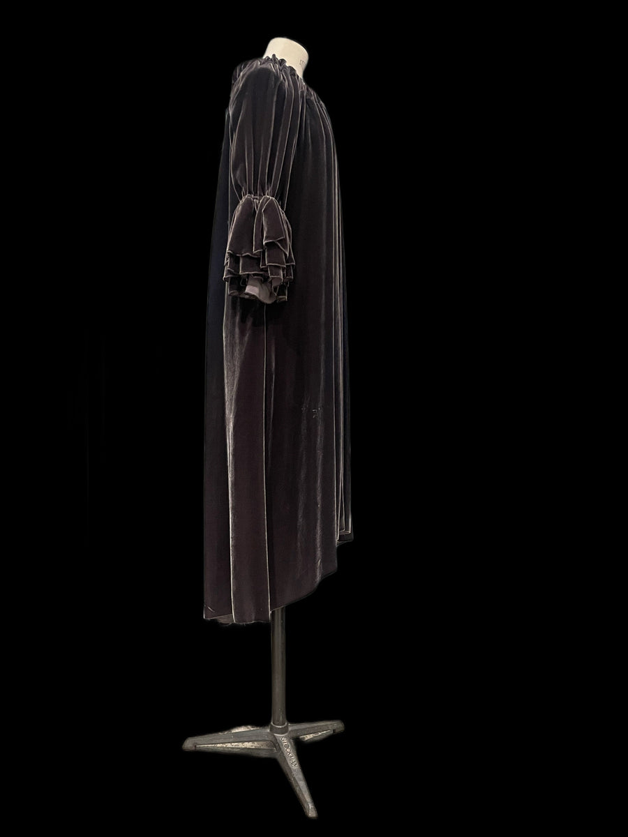 Silk Velvet Button Back Dress / Duster/ Navy
