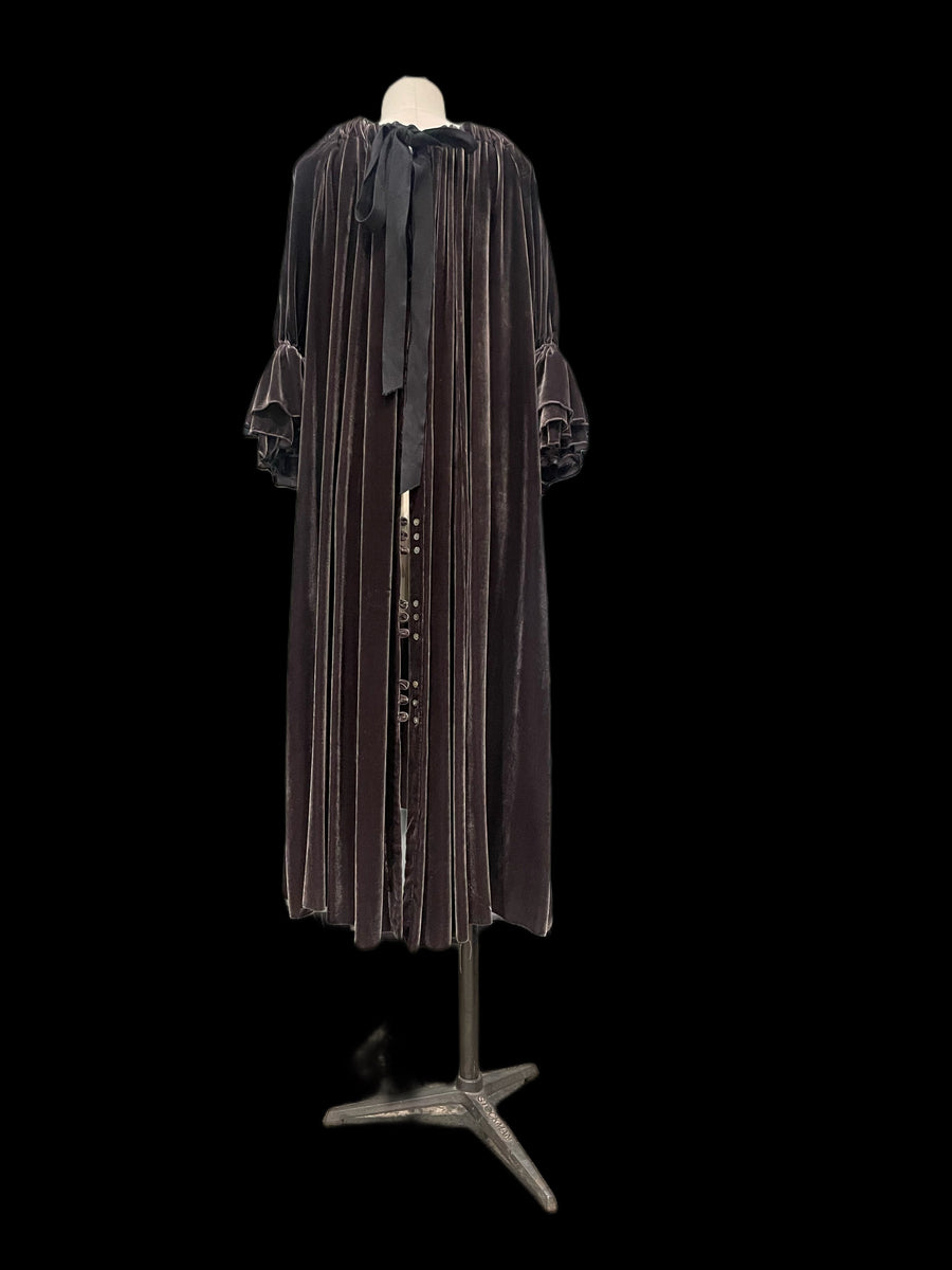 Silk Velvet Button Back Dress / Duster/ Navy