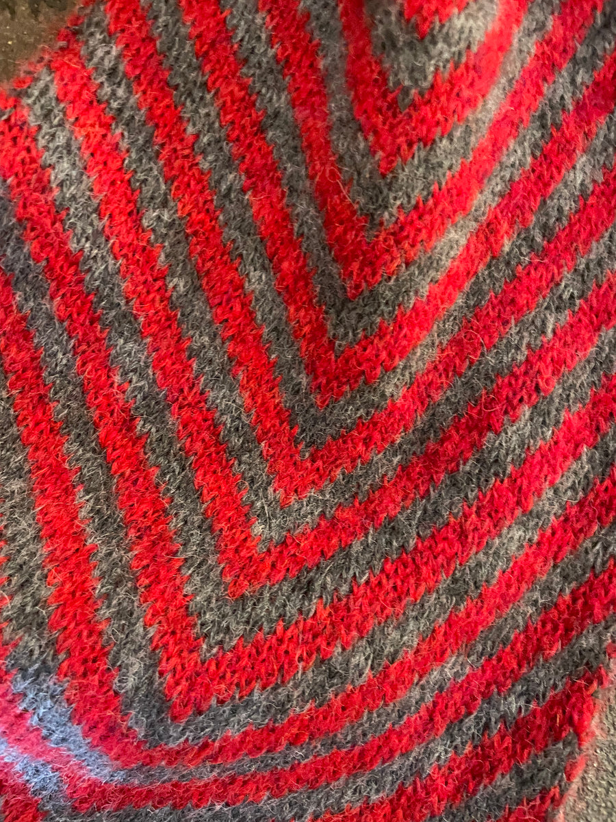 Amano chevron alpaca scarf -  Red / Charcoal