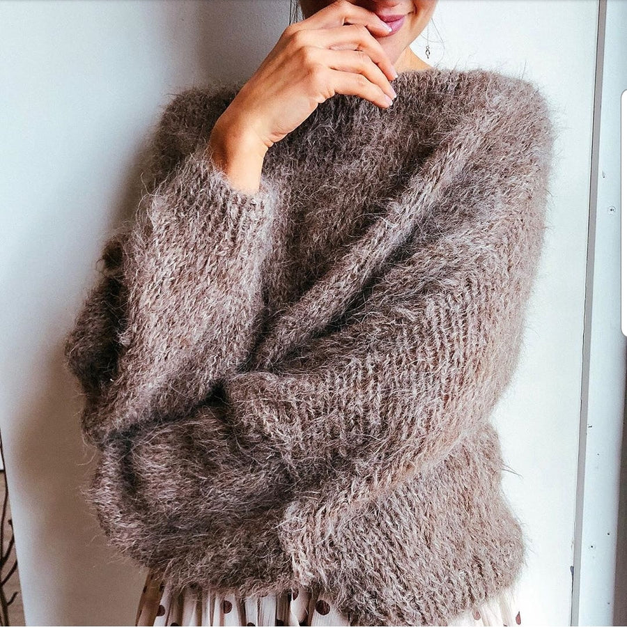 Hand Knit Batwing Sweater (Alpaca) .