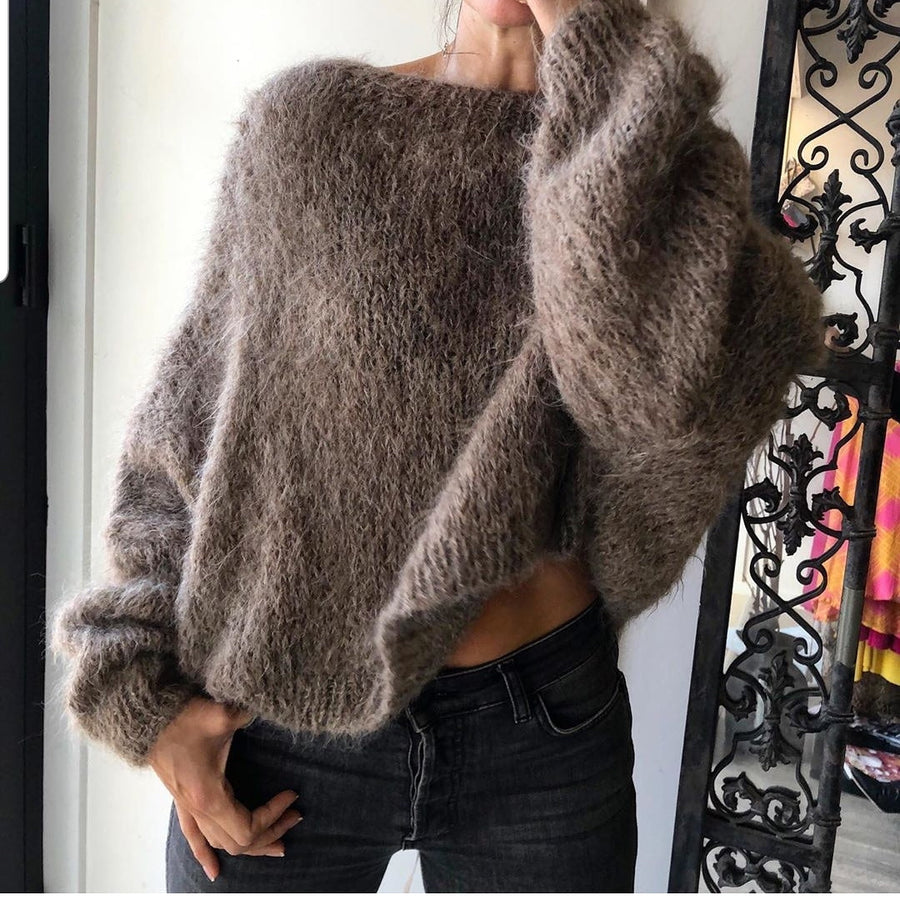Hand Knit Batwing Sweater (Alpaca) .