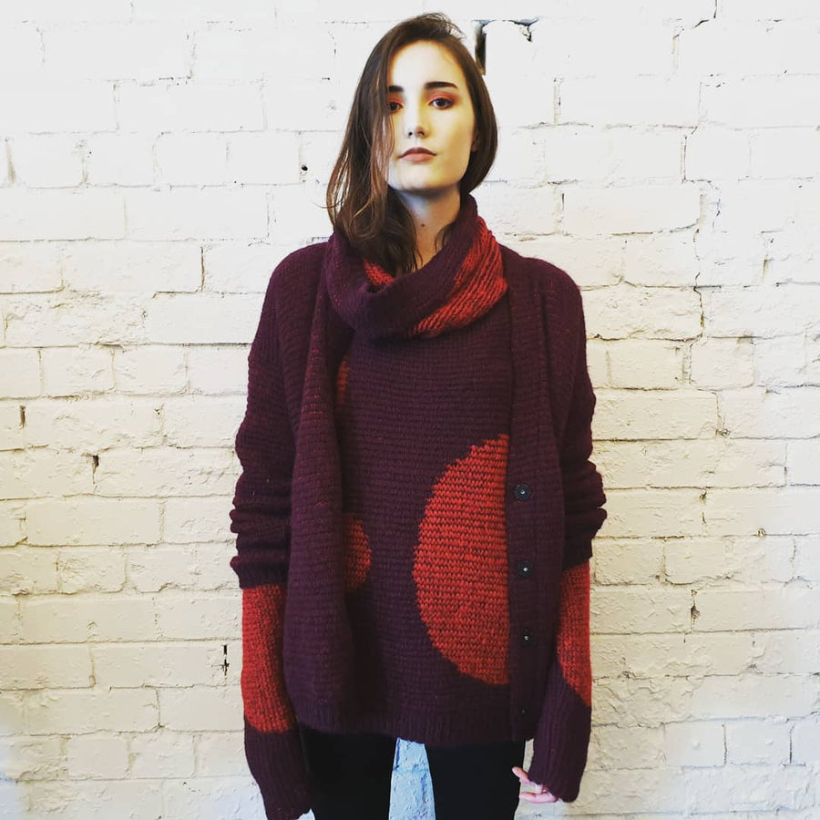 Over Size Spot Sweater (Alpaca) - Camel / Pink