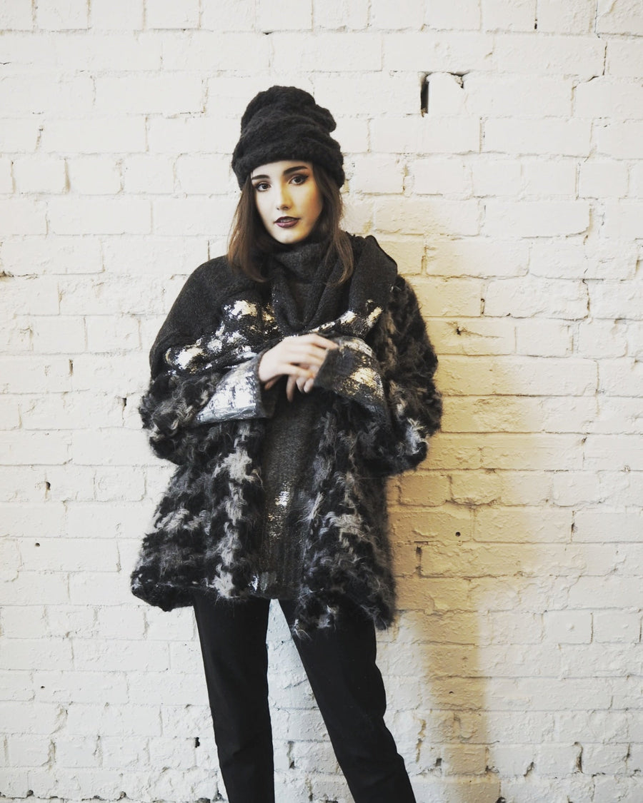 Hounds-Tooth Swing Jacket (Alpaca) Camel-Black
