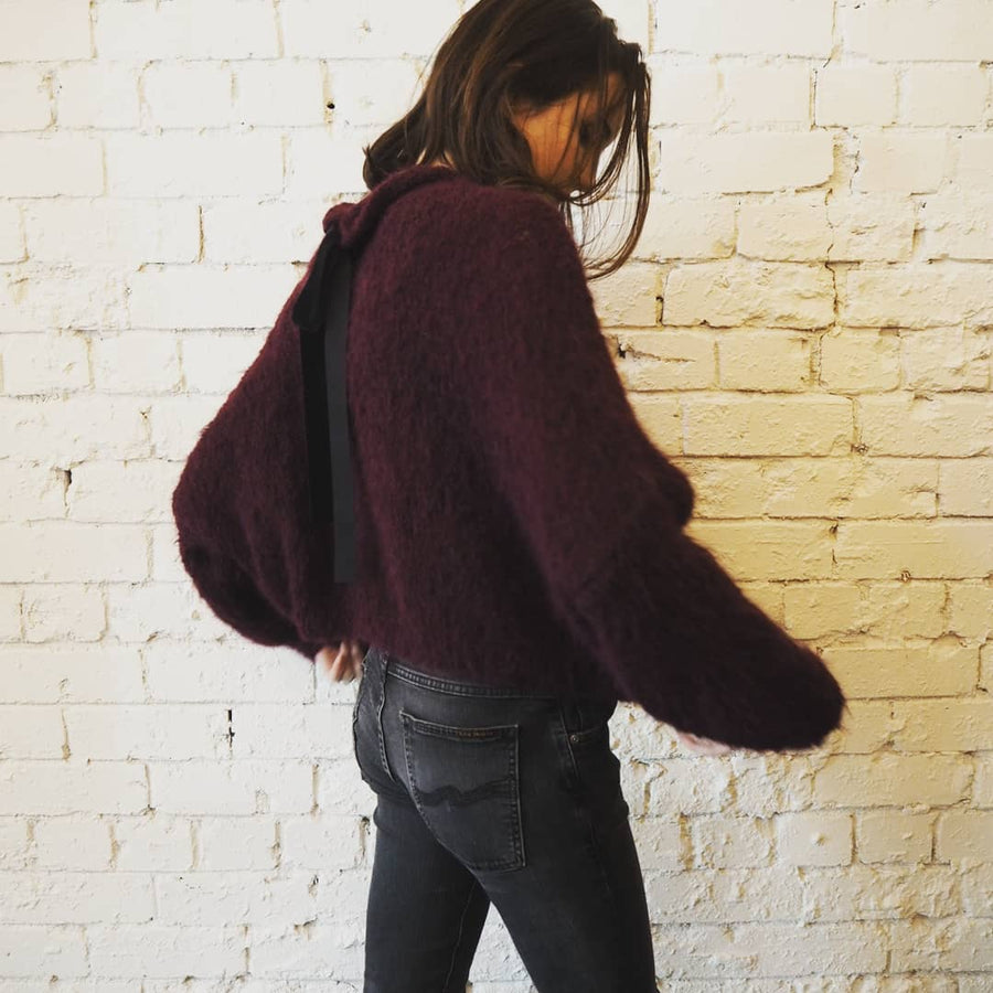 Hand Knit Batwing Sweater (Alpaca) .