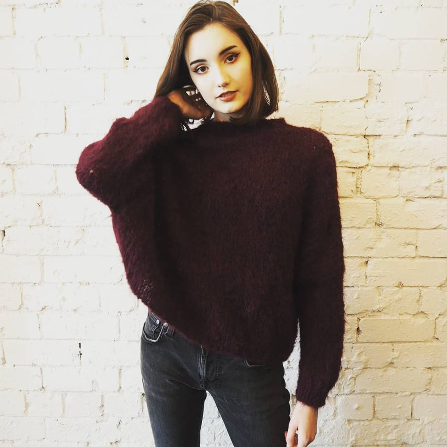 Hand Knit Batwing Sweater (Alpaca) .