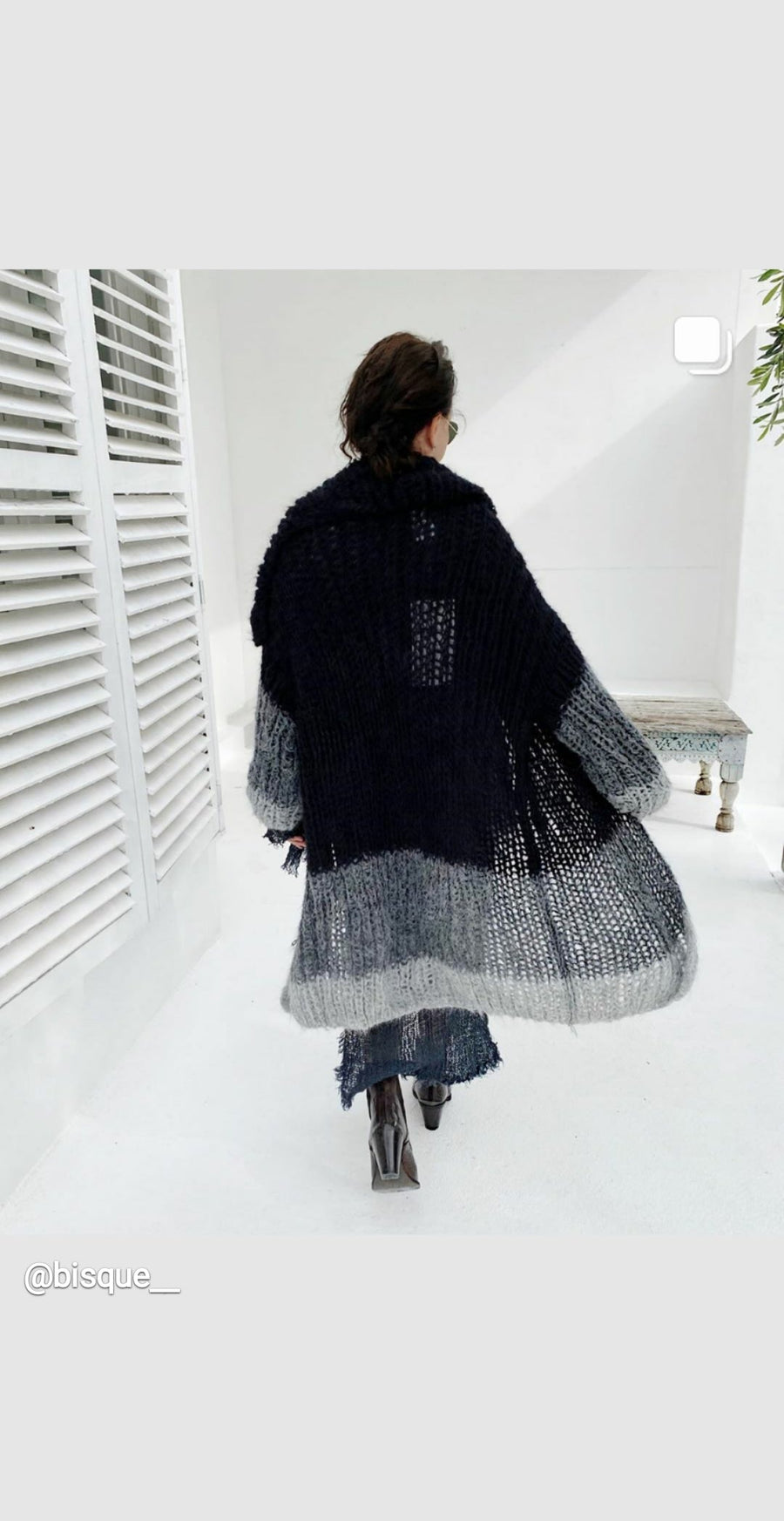 Shawl Collar Hand Knit Cardigan (Alpaca) - Tri Colour Dark