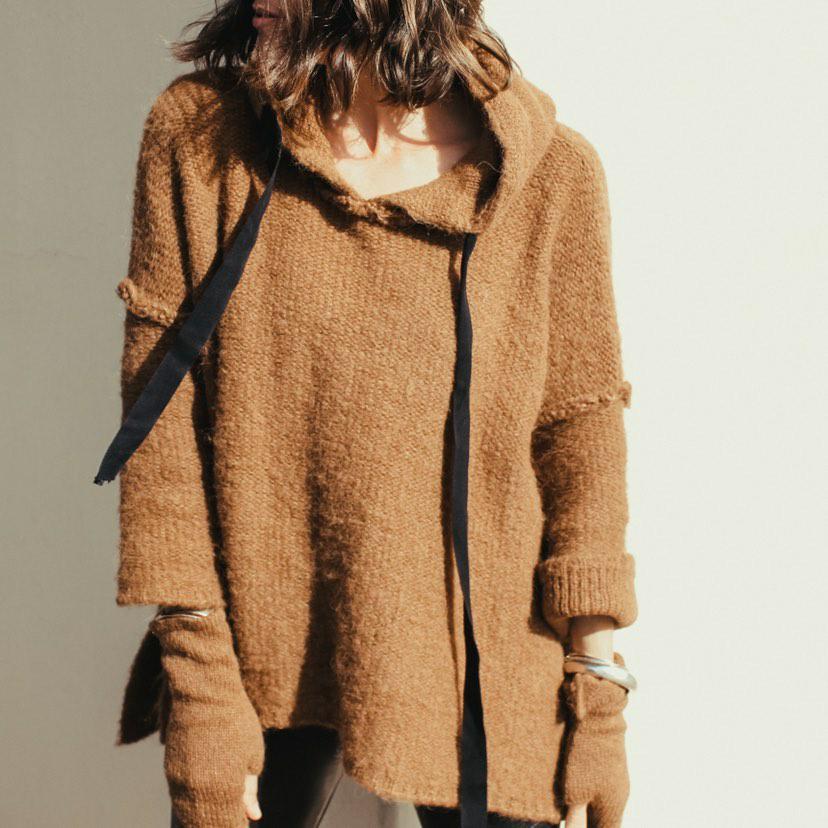 amano by lorena laing alpaca hoodie tan