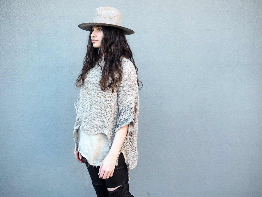 Hand Loom Linen Top - Mocca