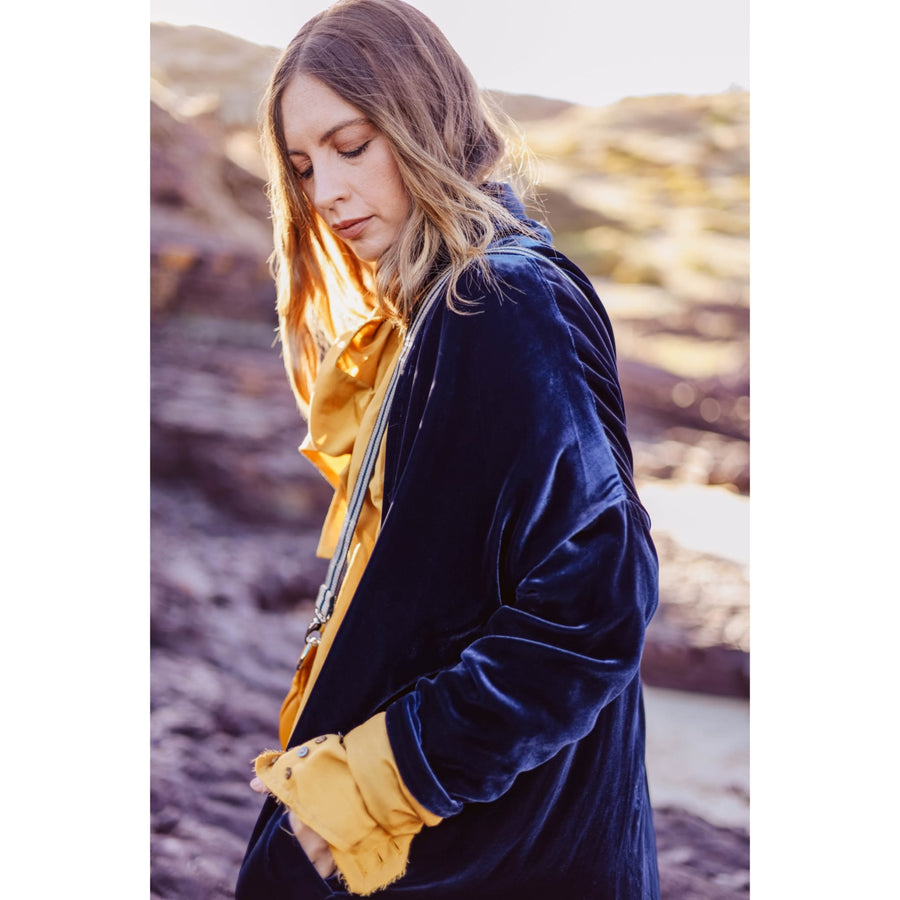 Cocoon Coat (Silk Velvet ) - Khaki Green