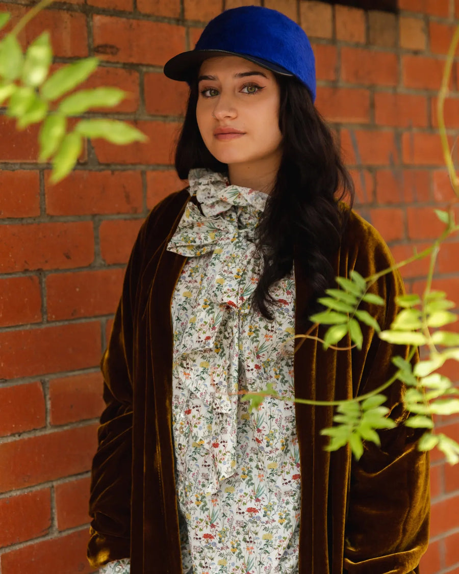 Cocoon Coat (Silk Velvet ) - Khaki Green