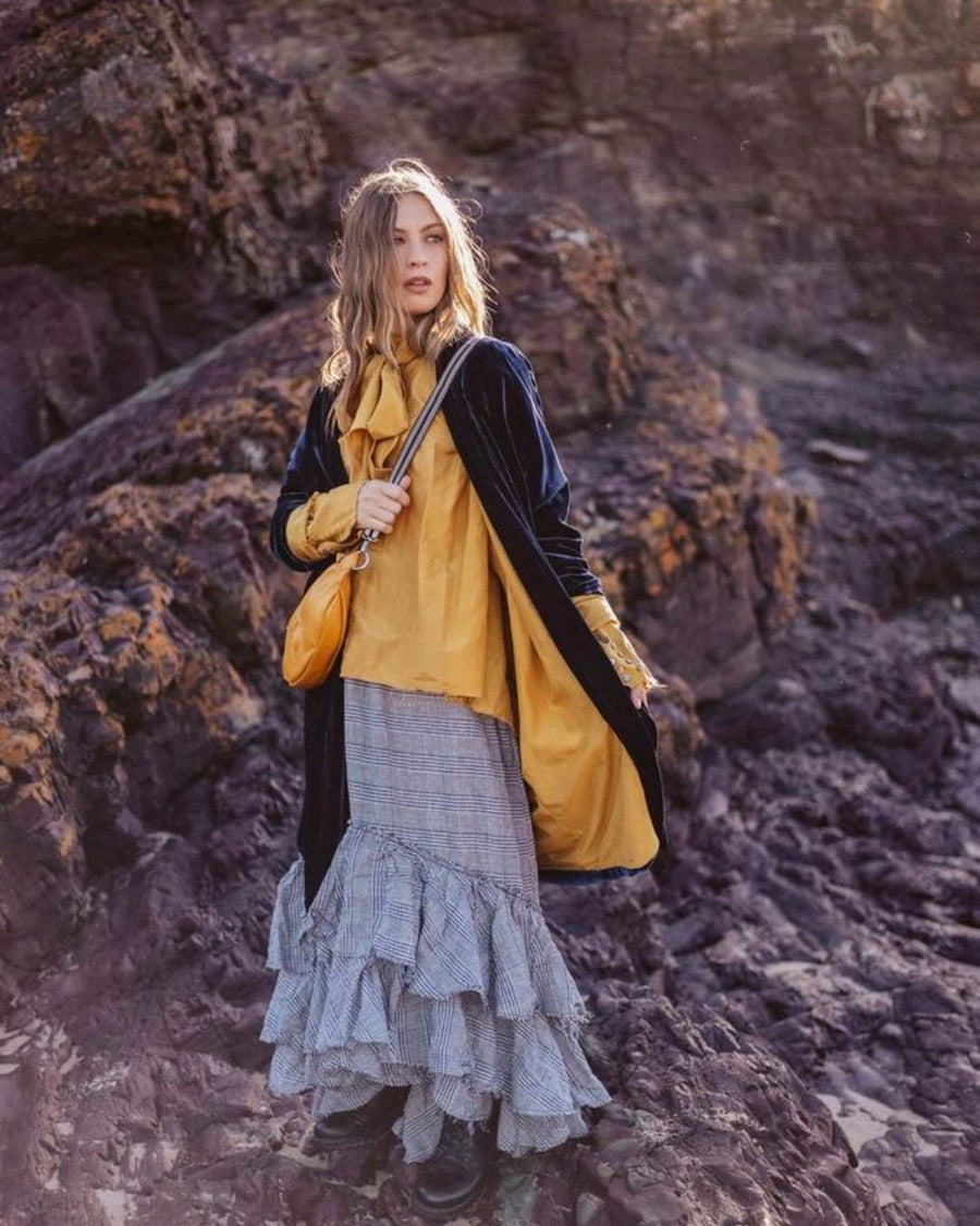 Cocoon Coat (Silk Velvet ) - Khaki Green