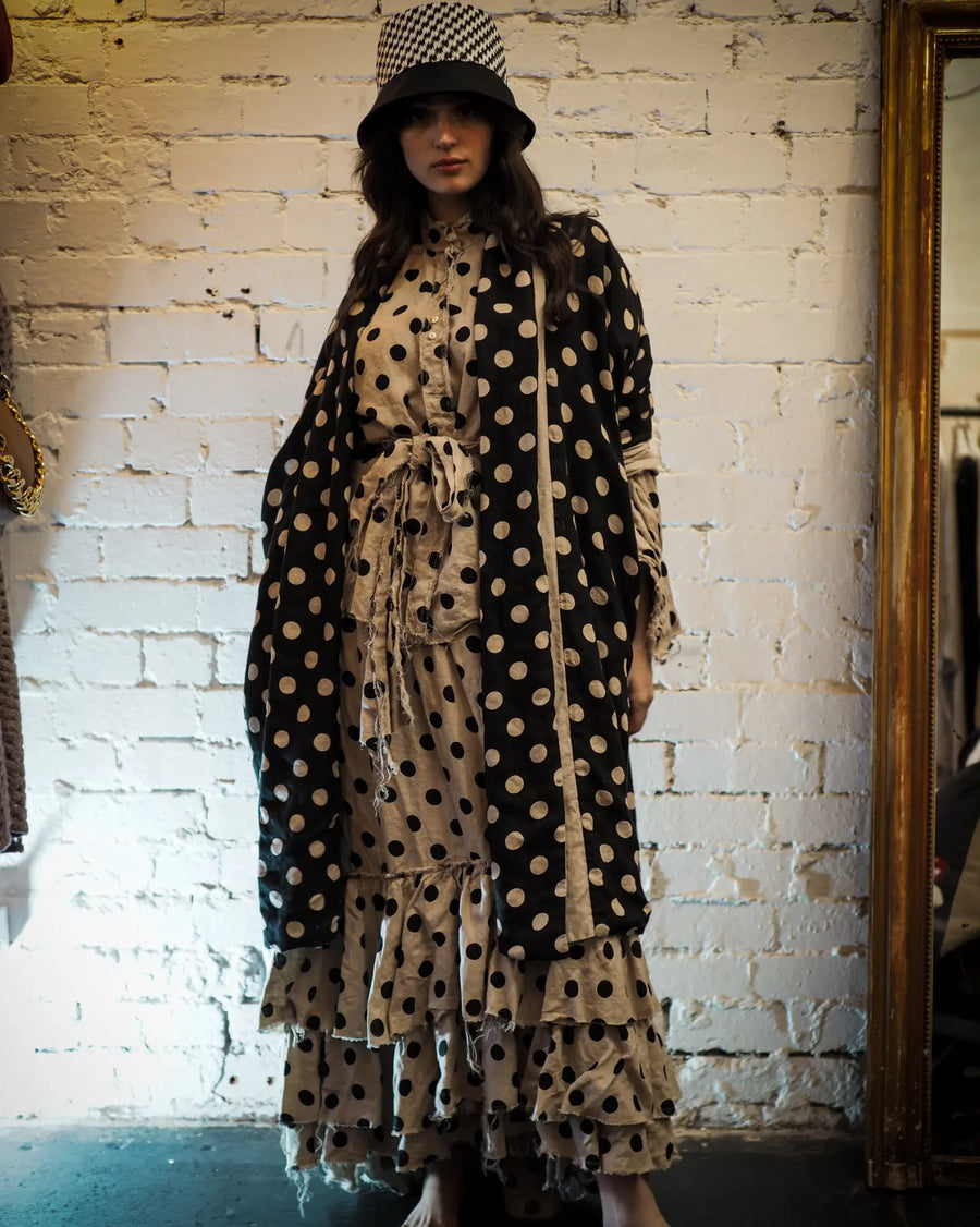Reversible Cocoon Coat (Linen) - Acid Wash Blue