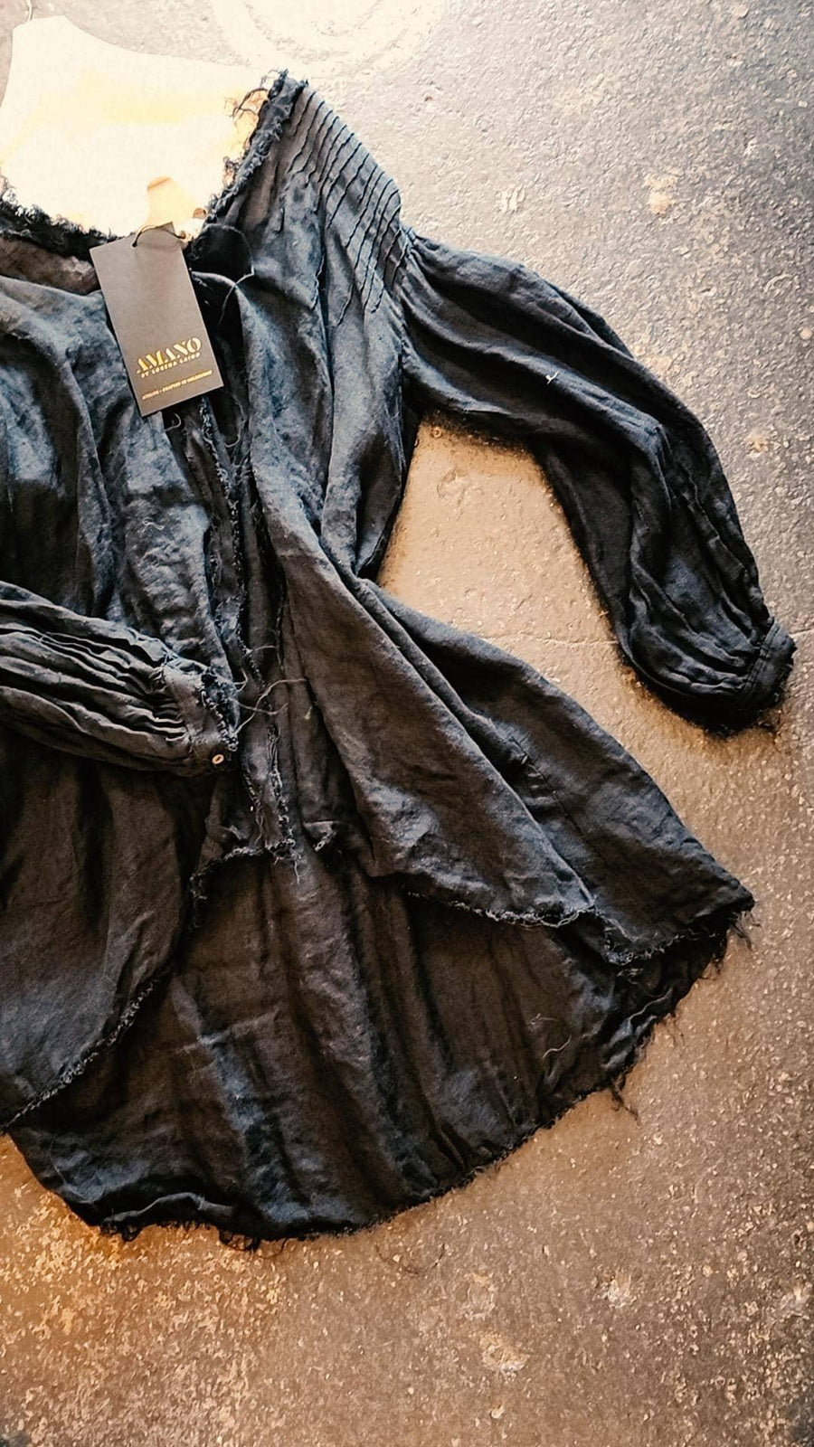 Pin-Tuck Oversize Shirt (Linen Gauze ) Acid Wash