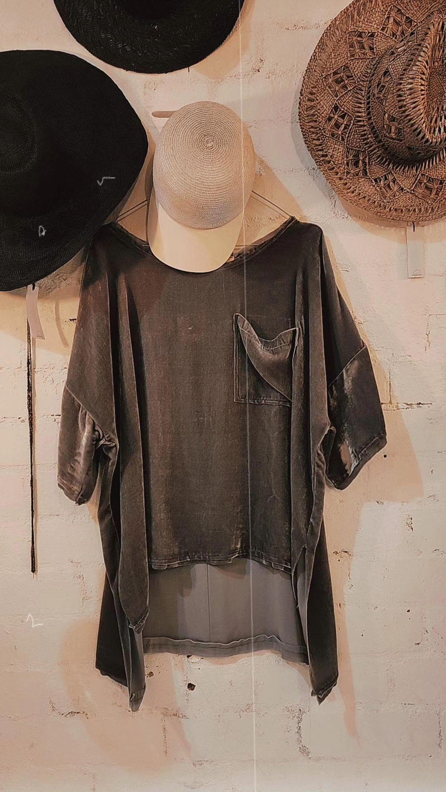 Velvet Tee Top (Silk) - Rose Wood