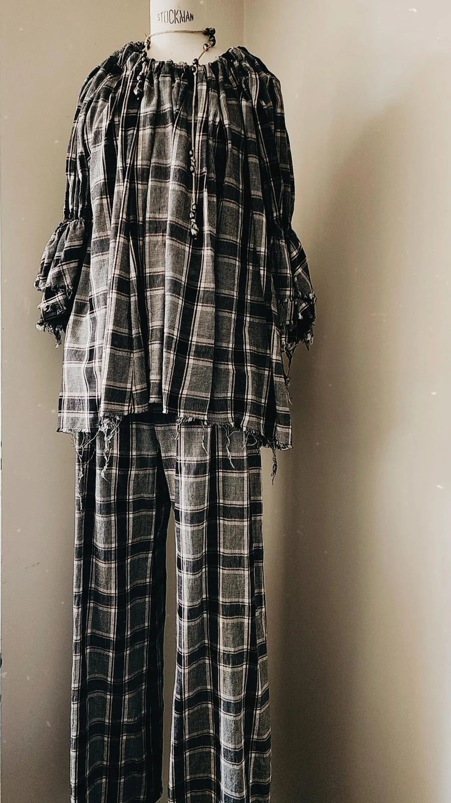 Culotte pants - linen tartan check