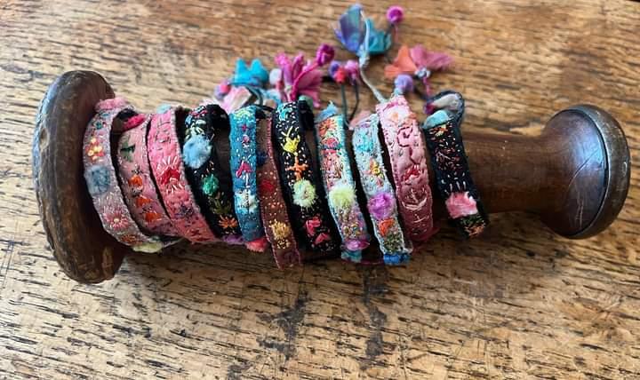 Antonia Rossi hand embroidered silk bracelet