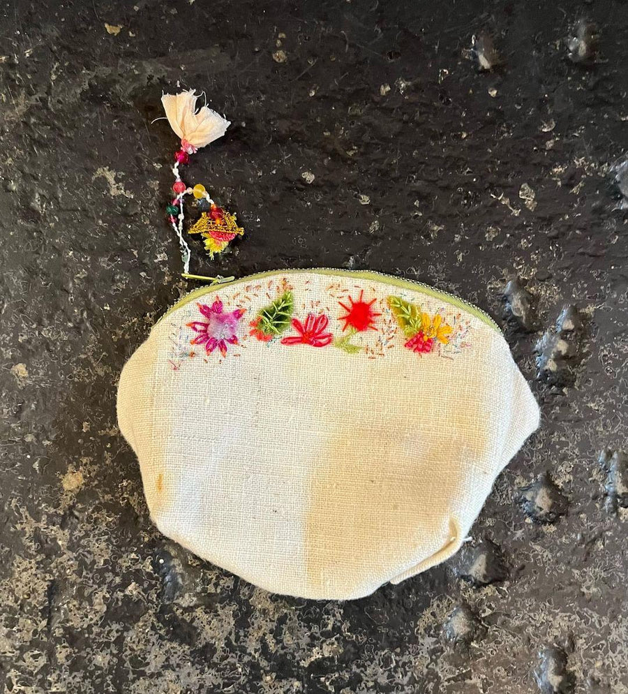 Embroidered Pouch purse bag  by Antonia Rossi - Small