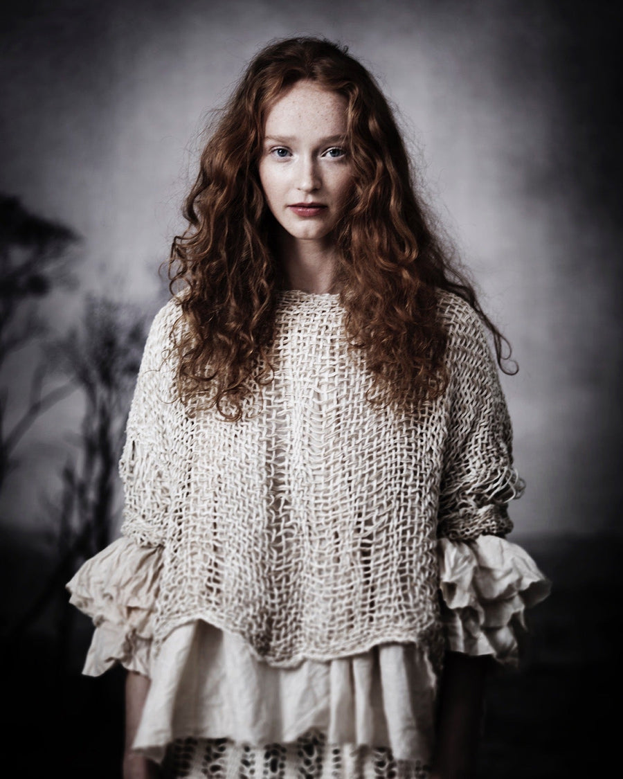 Hand Loom Linen Top - Mocca