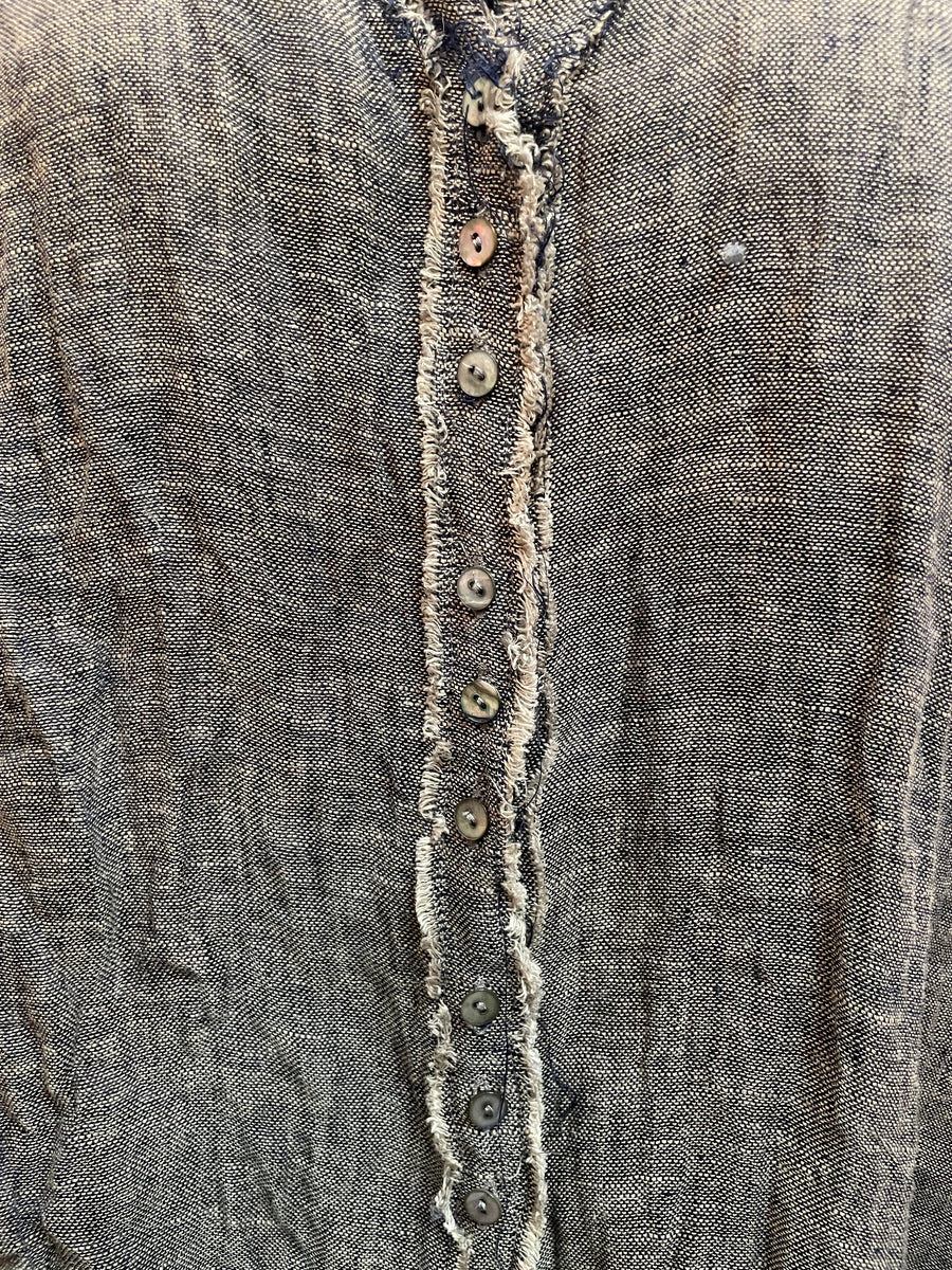 Pin-tuck Shirt (Linen Gauze) Denim