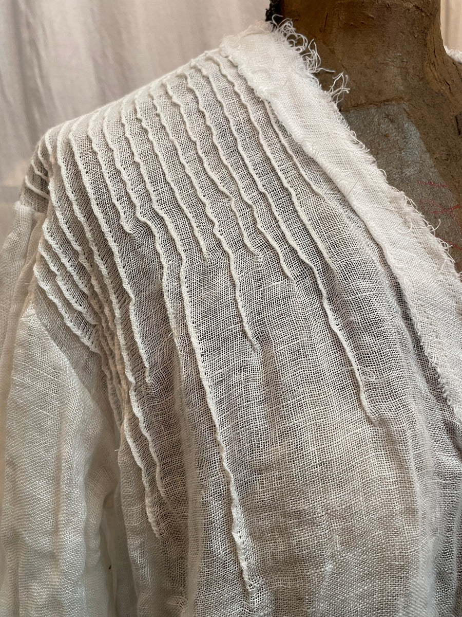 Pin-tuck Shirt (Linen Gauze) White