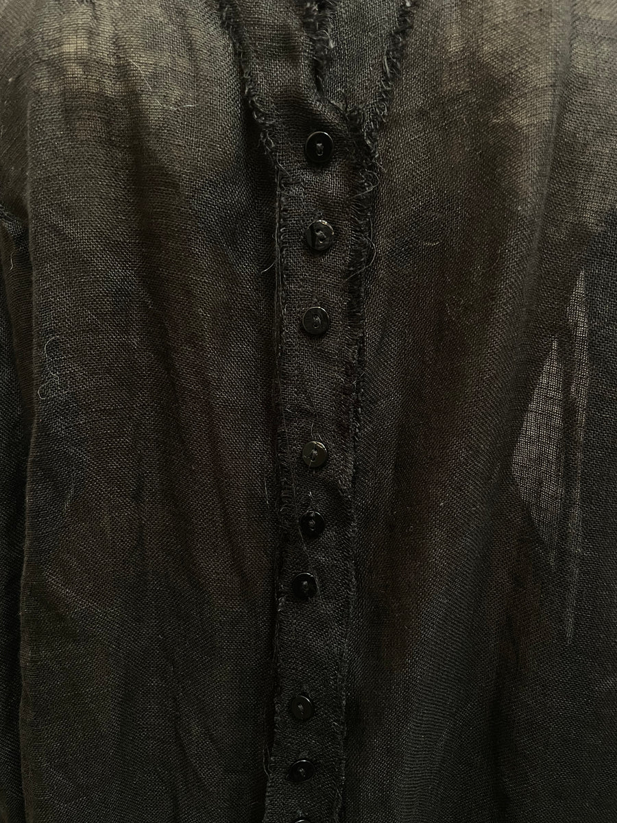 Pin-tuck Shirt (Linen Gauze) Black