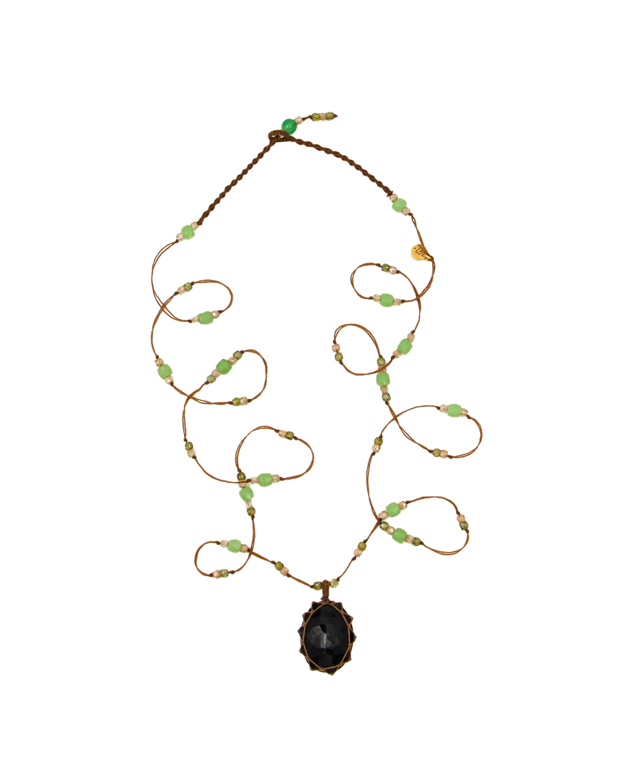Long Tibetan  Necklace - Onyx Black