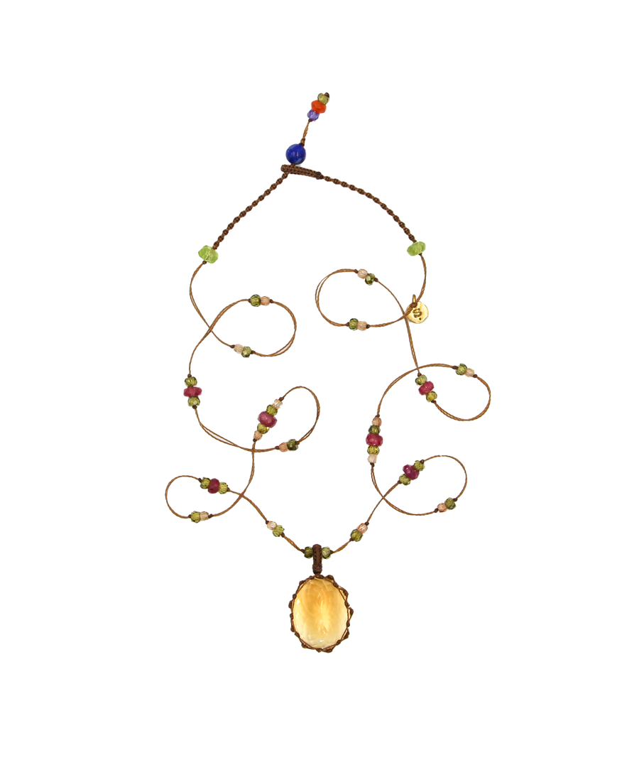 Tibetan Short Necklace - Citrine