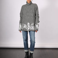 Sweater (alpaca) with handprint foil - Charcoal