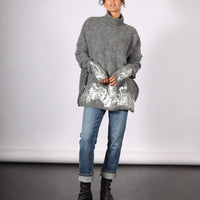 Sweater (alpaca) with handprint foil - Charcoal