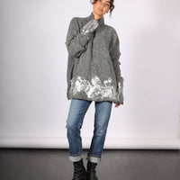 Sweater (alpaca) with handprint foil - Charcoal