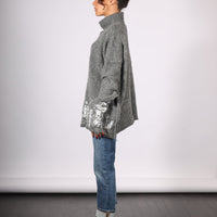 Sweater (alpaca) with handprint foil - Charcoal