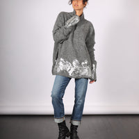 Sweater (alpaca) with handprint foil - Charcoal