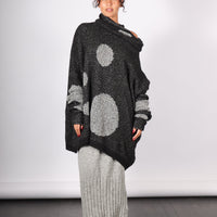 Over size spot sweater (Alpaca) - Black/White