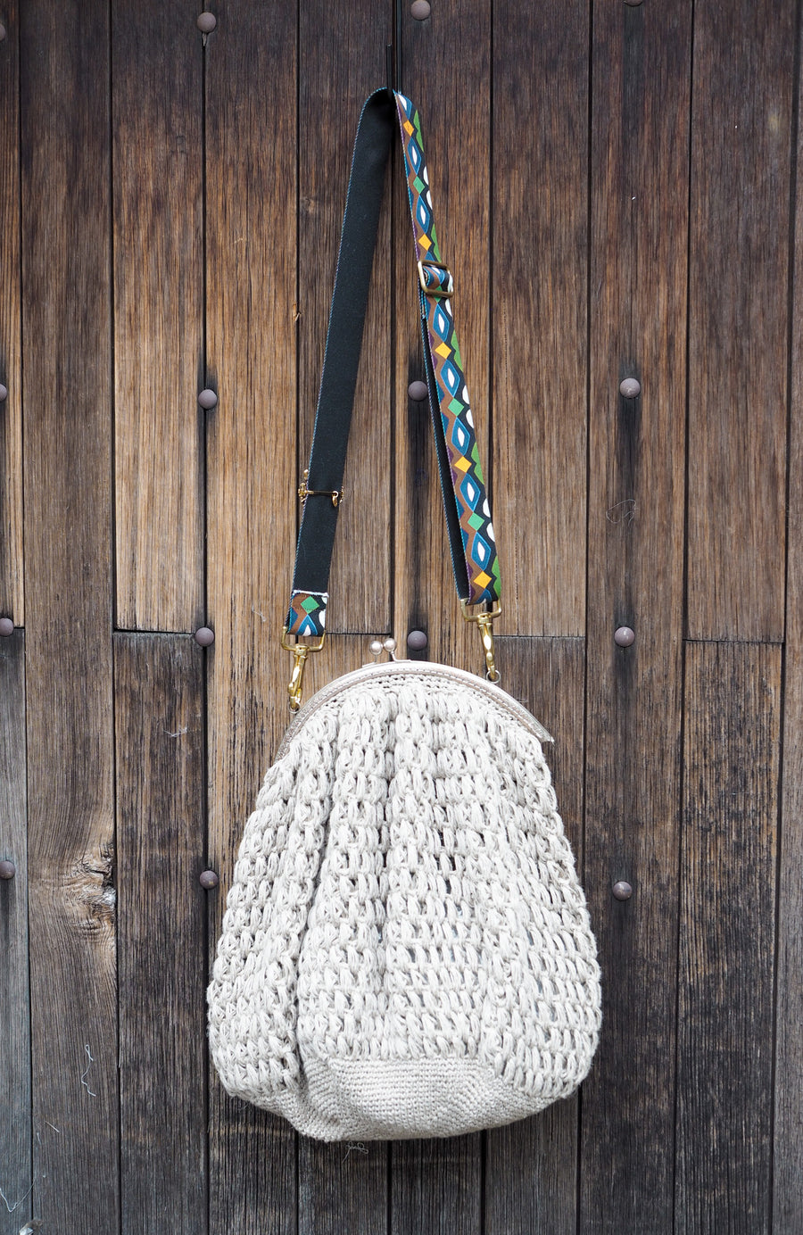 Hand Crochet Linen Handbag XL - Natural
