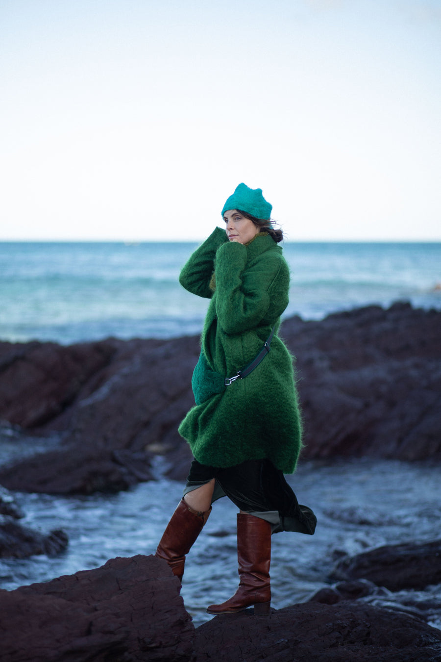 Cocoon Coat (Mohair) - Orange