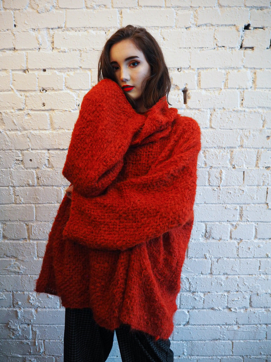 Hand Loom Sweater Detachable Collar (Alpaca) Black