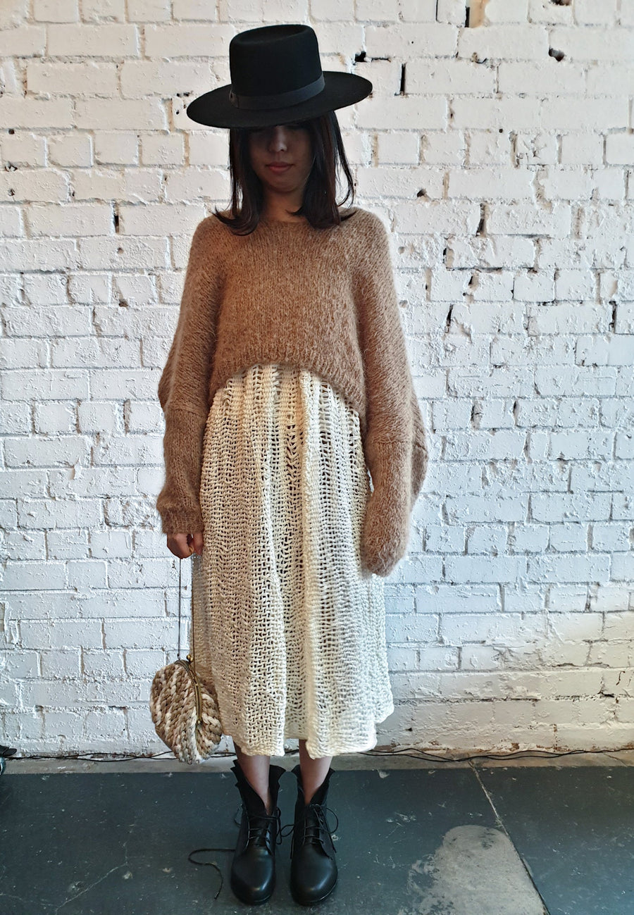 Hand Loom Maxi Skirt (Linen) Wheat