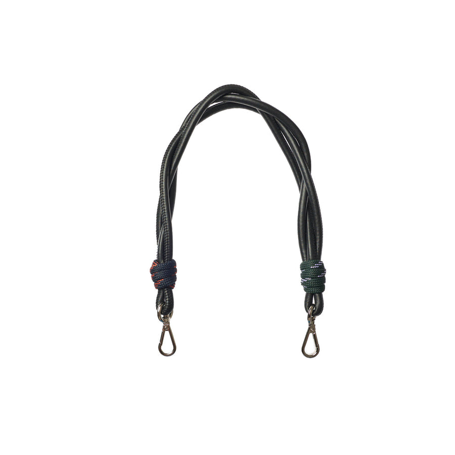 Leather and cord strap - Black