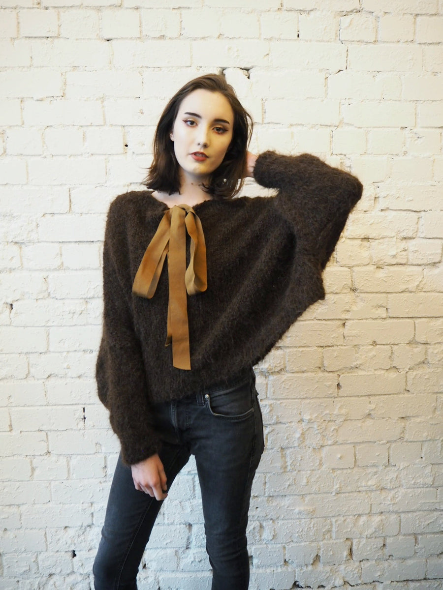 Hand Knit Batwing Sweater (Alpaca) .