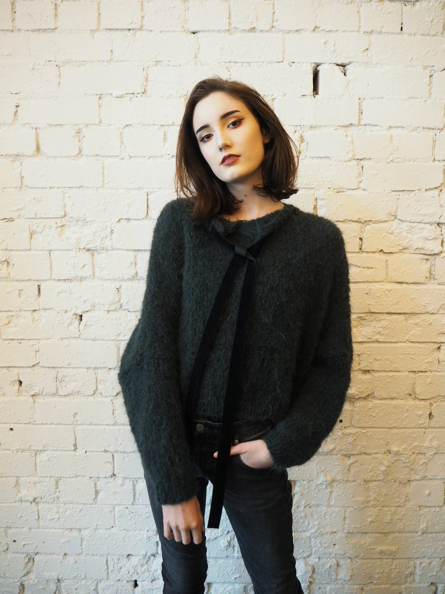 Hand Knit Batwing Sweater (Alpaca) .