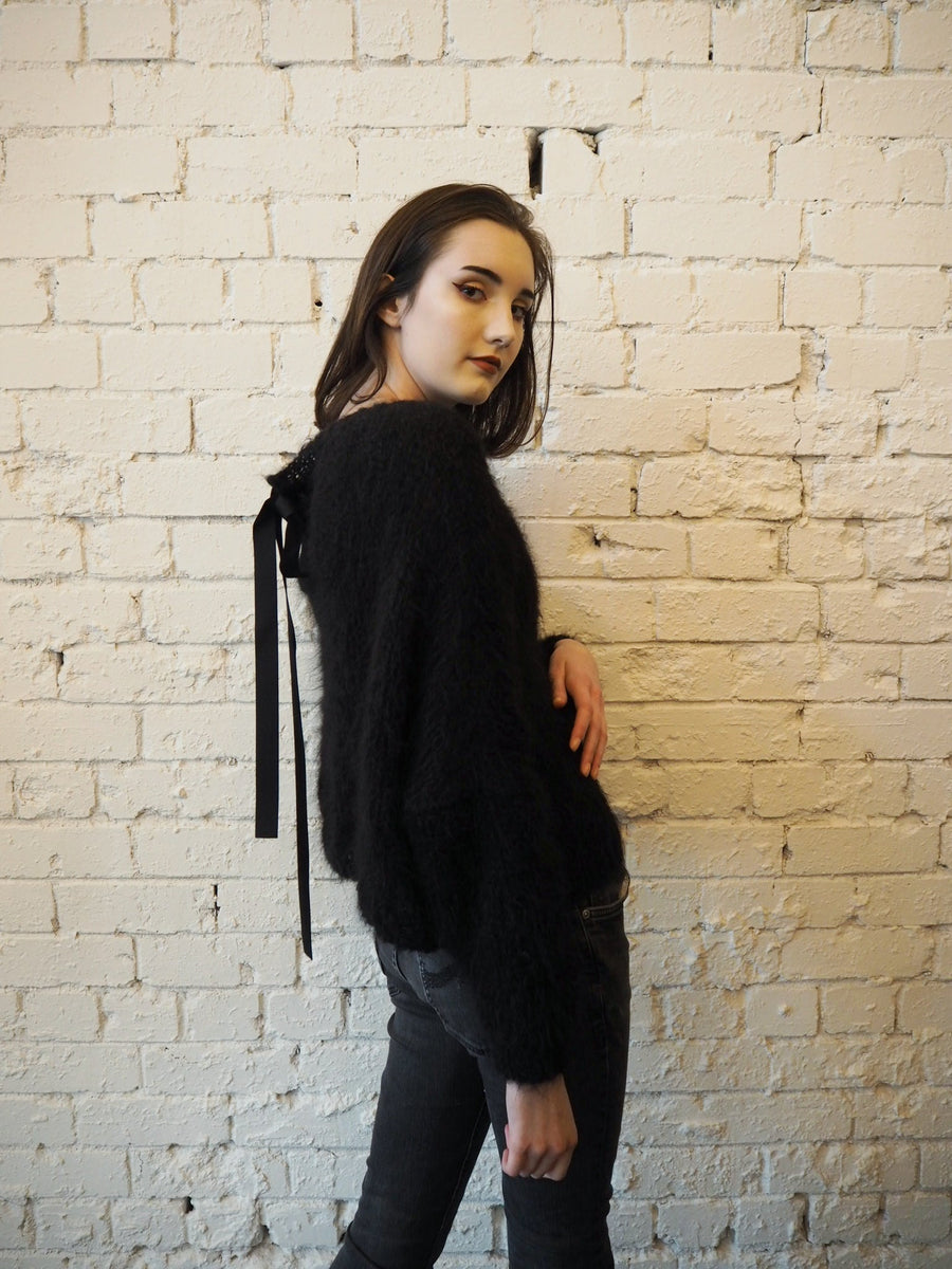 Hand Knit Batwing Sweater (Alpaca) .