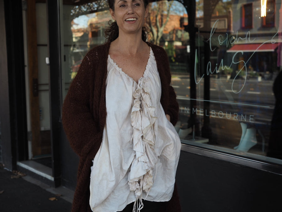 Flounce Blouse (Cotton/Silk) - Black