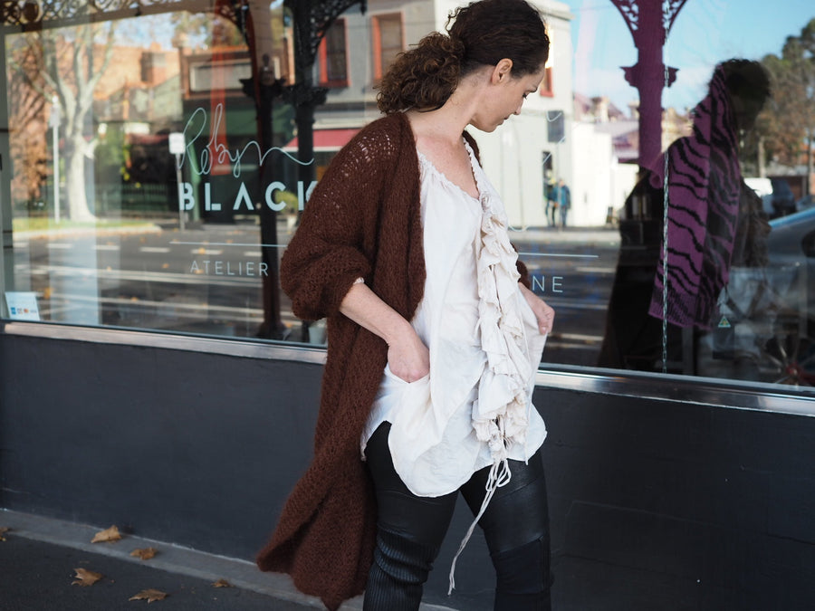 Flounce Blouse (Cotton/Silk) - Black