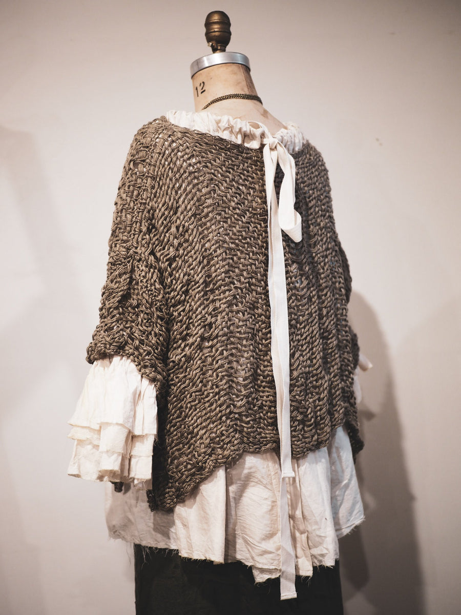 amano khaki linen crop top