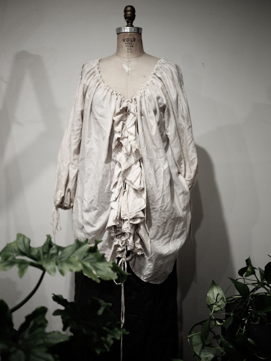 Flounce Blouse (Cotton/Silk) - Black