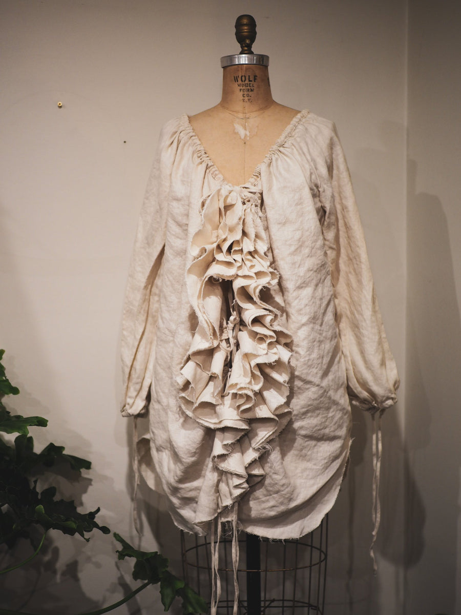 Flounce Blouse (Cotton/Silk) - Black